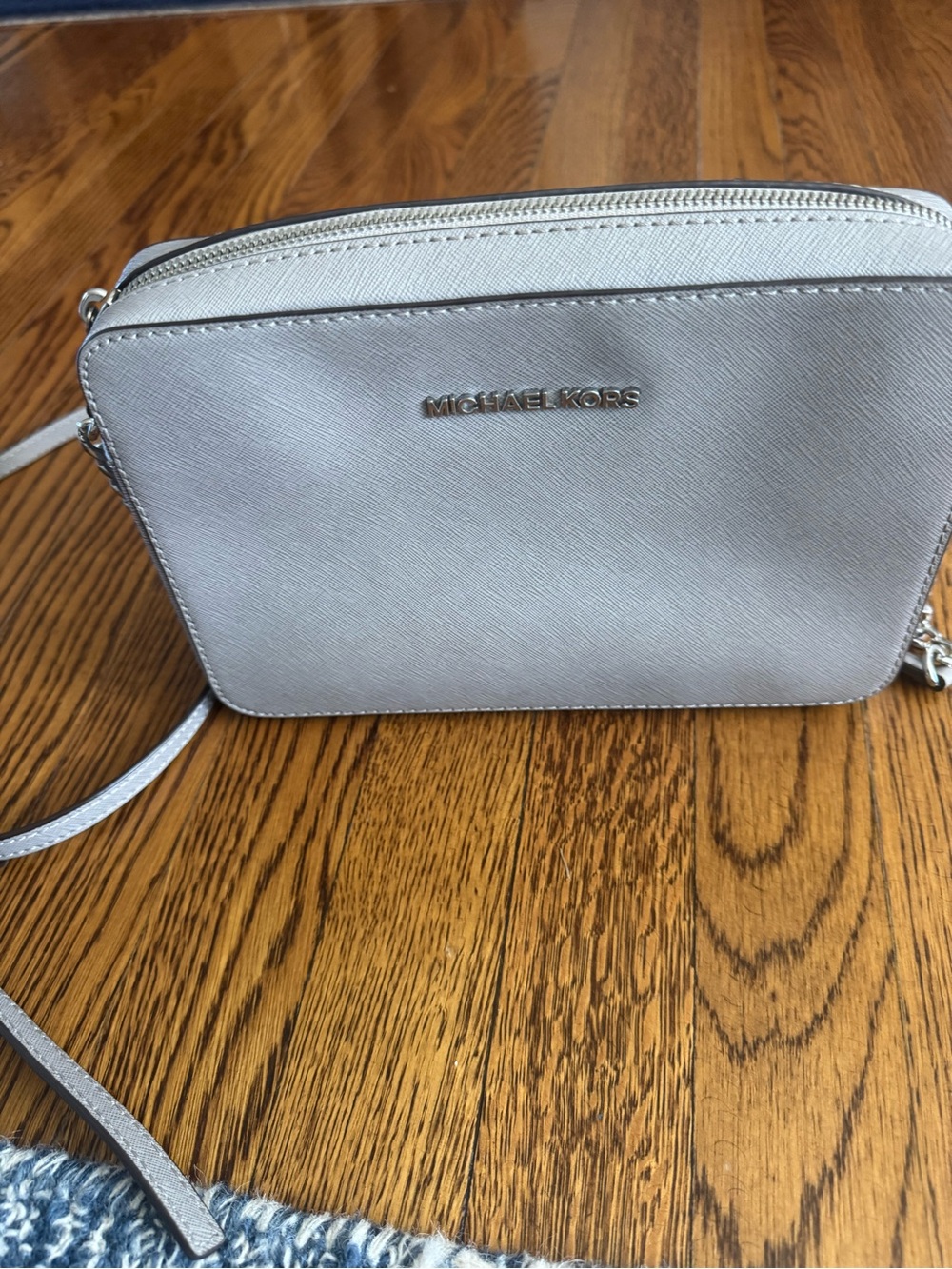 Michael Kors Silver Saffiano Crossbody Bag